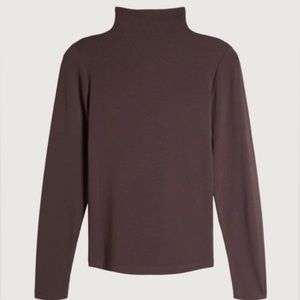 Oak & Fork Soft Brushed Mock neck sweater top size M cocoa bean colour
